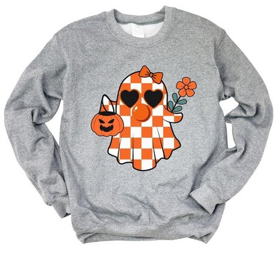 Simply Sage Market Women's Graphic Sweatshirt Checkered Girl Ghost