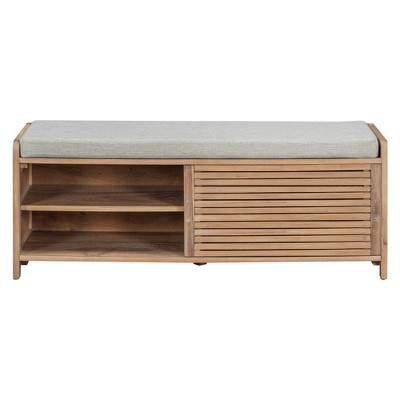 NicBex Modern 43.3" Storage Bench Wood Entryway Bench with Shutter Style Slats for Bedroom and Hallway