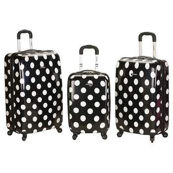 Rockland Laguna Beach 3pc ABS Hardside Carry On Spinner Luggage Set - Black Dot