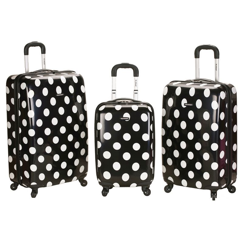 Rockland Laguna Beach 3pc ABS Hardside Carry On Spinner Luggage Set - Black Dot, 1 of 5