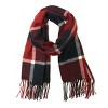 Wrapables Plaid Print Long Scarf and Beanie Hat Set, Navy and Wine Set - 2 of 4