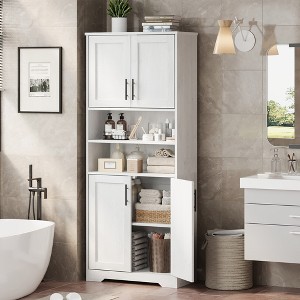 Whizmax Tall Bathroom Cabinet, Freestanding Storage Cabinet with Doors and Adjustable Shelves, 67" Cupboard for Kitchen, Pantry, Living Room, White - 1 of 4
