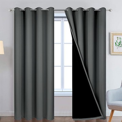 Yakamok Room Darkening Thermal Insulated Blackout Curtains for Bedroom (52Wx90L,Dark Grey 2 Panels)