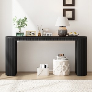 Curved Design Console Table with Unique Vertical Stripe Design ,Suitable for Living Room,Study and Entrance - 1 of 4