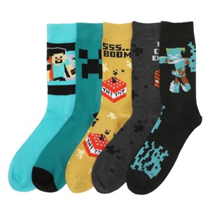 Minecraft Characters & Icons Adult 5-Pair Crew Socks - 1 of 4