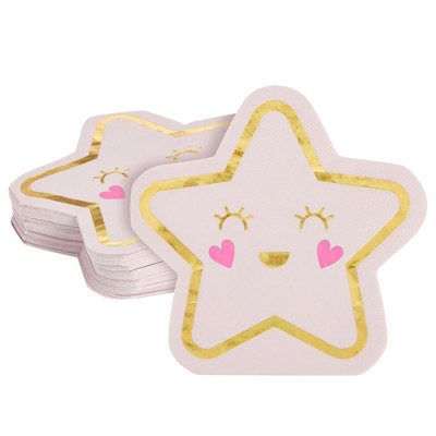 Blue Panda 50 Pack Napkins for Twinkle Twinkle Little Star Baby Shower Decorations, 6.5 x 6.2 In Folded