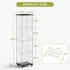 Syemin Decorative Storage Cabinets 4 Tier Glass Display Cabinet, Glass Cabinet with Wheels, Floor Standing Storage Cabinet, Black, 15.8"*14.2"*62.3" - 3 of 4