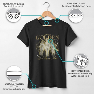 KPop Demon Hunters Girls KPop Demon Hunters Huntrix The Golden Girls T Shirt - Black - Small — фото 3
