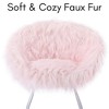 BirdRock Home Pink Faux Fur Papasan Chair with White Legs - 3 of 4