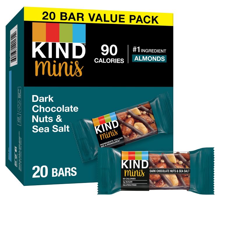 KIND Minis Dark Chocolate Nuts &#38; Sea Salt - 20ct/14.1oz, 1 of 9