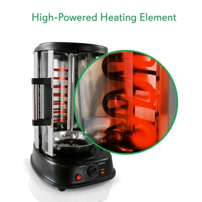 NutriChef Black Vertical Rotisserie Oven with Skewer Grill Rack