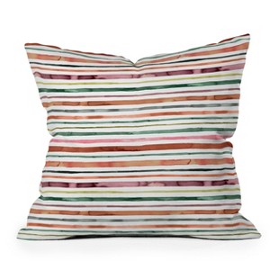 Ninola Design Moroccan Tropic Stripes Outdoor Throw Pillow Green/Pink - Deny Designs - 1 of 3