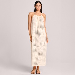 Vitamin A Women's Eyelet Halter Maxi Cover Up Dress - White - 1 of 4