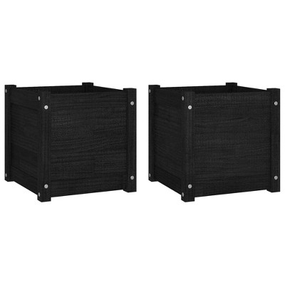 vidaXL Garden Planters 2 pcs Black 15.7"x15.7"x15.7" Solid Wood Pine