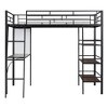 Twin Size Metal Loft Bed with 3 Layers of Shelves and Desk - 3 of 4