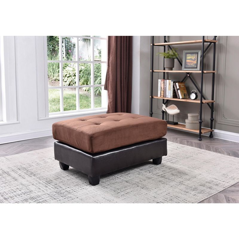 Passion Furniture Pounder Chocolate Faux Leather Upholstered Ottoman, 5 of 6