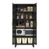 AENKYO 71 Tall Two Shapely Doors Cabinet with Adjustable Shelves, Organization Cabinet, Easy to Assemble, Modern Farmhouse Kitchen Storage Cabinet - 2 of 4