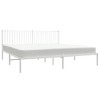 vidaXL Metal Bed Frame with Headboard Double Bed Base White 76"x79.9" King - 3 of 4