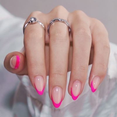 BTArtboxnails Summer Berry French Short Almond Nails - Press On Nails