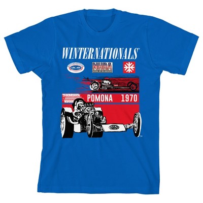 Kids NHRA Car black and white, Winternationals, Logos, Pomona 1970 on royal