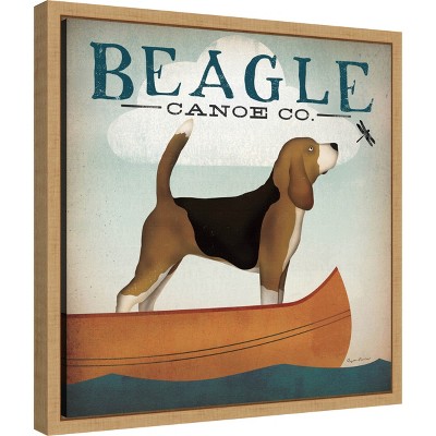 Beagle Canoe Co Vintage Style Canvas Print with Maple Frame