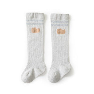 MyKids-Usa Baby Girl Solid Color Floral Embroidered Pattern Breathable Knee Socks