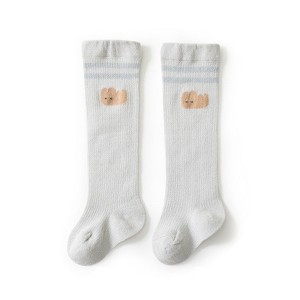 MyKids-Usa Baby Girl Solid Color Floral Embroidered Pattern Breathable Knee Socks - 1 of 4