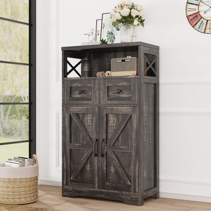 Farmhouse Storage Cabinet with Drawers and Adjustable Shelves, Freestanding Kitchen Pantry Storage Cabinet - 1 of 4