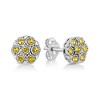 Haus of Brilliance Silver 1/4 Cttw Color Diamond Cluster Flower Earrings - 4 of 4