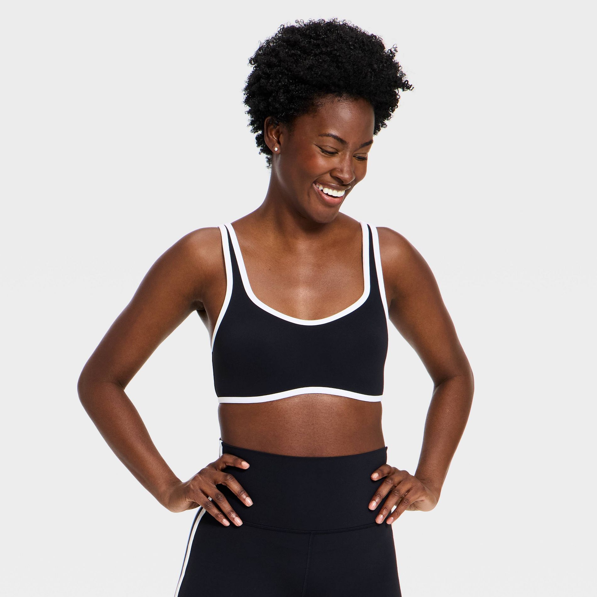 Women's Everyday Soft Light Support Retro Contrast Hem Sports Bra - All In Motion™