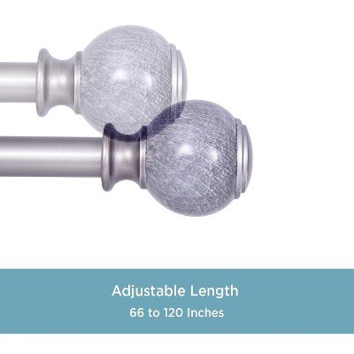 Pewter Telescoping Decorative Curtain Rod with Ball Finials