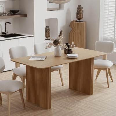 Lirago Solid Wood 67'' Rectangular Dining Table for 6 People Nordic Style Natural