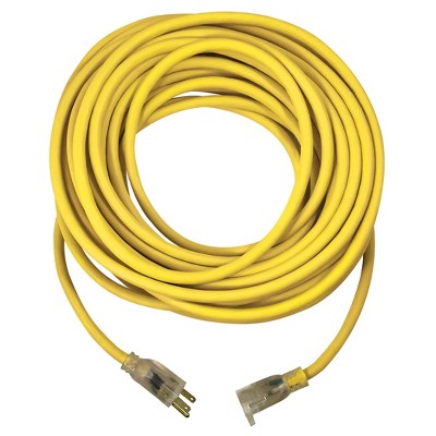 USW 12/3 25ft SJTW Yellow Heavy Duty Lighted Plug Extension Cord 2-Pack