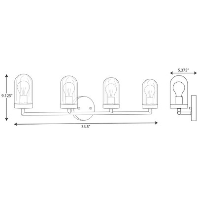 Polished Chrome 4-Light Bath Vanity with Clear Glass Shades