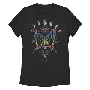Women's Lost Gods Foil Butterfly Moon T-Shirt - 1 of 4