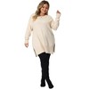 Agnes Orinda Women's Plus Size Crew Neck Long Sleeve Slit Hem Knit Pullover Sweaters - 3 of 4