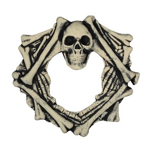 Northlight Skull Head and Skeletal Bones Halloween Wreath - 18" - Unlit - 1 of 4