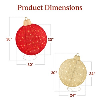 Set of 2 Red and White LED Lighted Christmas Ornaments