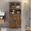 Whizmax 67" Tall Bathroom Storage Cabinet, Freestanding Glass Door Cupboard with Adjustable Shelves, for Bathroom, Kitchen, Pantry - 3 of 4