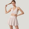Anna-Kaci Active Women's Two-Piece Activewear Set with V-Neck Ruched Sports Bra and High Waist Flare Skirt - 2 of 4