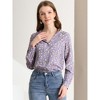 INSPIRE CHIC Women's Vintage Notched Lapel Long Sleeve Printed Button Down Tops - 3 of 4