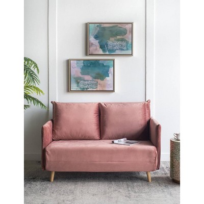 Teal and Beige Abstract Acrylic Framed Wall Art Set