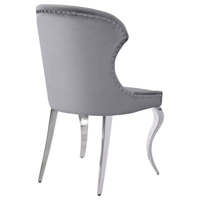 Cheyanne Dark Gray Velvet Upholstered Side Chair with Metal Legs