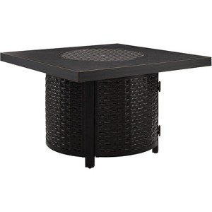 Fire Sense 63224 Dalton Woven Aluminum Gas Fire Pit Table 55000 BTU Outdoor Multi-Functional with Fire Bowl Lid & Clear Fire Glass, Bronze, Square - 1 of 4