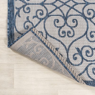Boho-Chic Spanish Filigree 4'x6' Indoor/Outdoor Blue Synthetic Rug