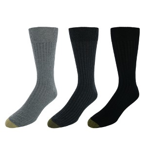Gold Toe Men's Cotton Moisture Control Canterbury Crew Dress Socks (3 Pair Pack) - 1 of 4