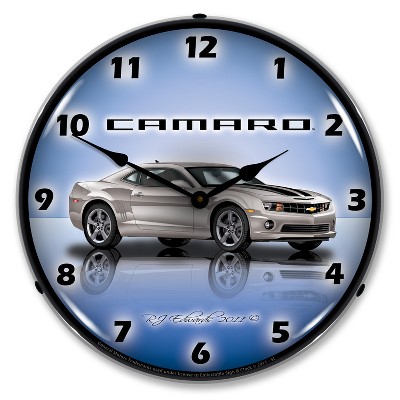 Collectable Sign & Clock | Camaro G5 Silver Ice LED Wall Clock Retro/Vintage, Lighted