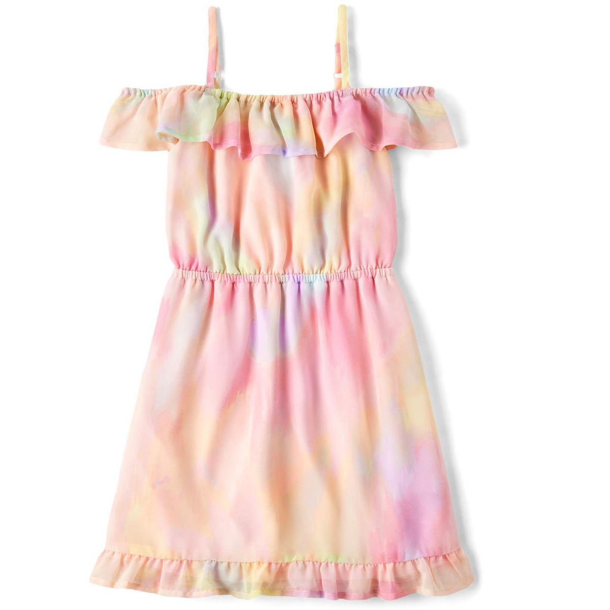 The Children's Place Girls Sleeveless Rainbow Tie Dye Off Shoulder Dress - thumbnail 4