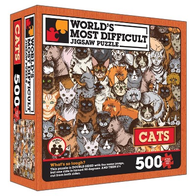 TDC Games World's Most Difficult Jigsaw Puzzle - Cats - 500 pieces - Double  Sided with one side turned 90 degrees - 15 inches when assembled