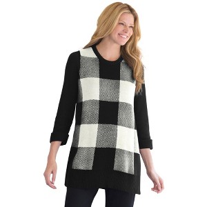 Woman Within Plus Size Buffalo Plaid Pullover Sweater - 1 of 4